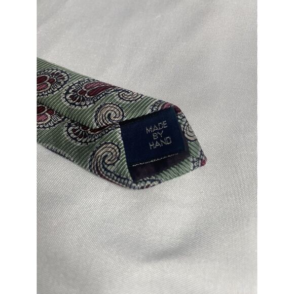 Polo Ralph Lauren Men’s Tie Green Paisley 100% Silk Hand Made in USA RN41381 - Picture 3 of 5